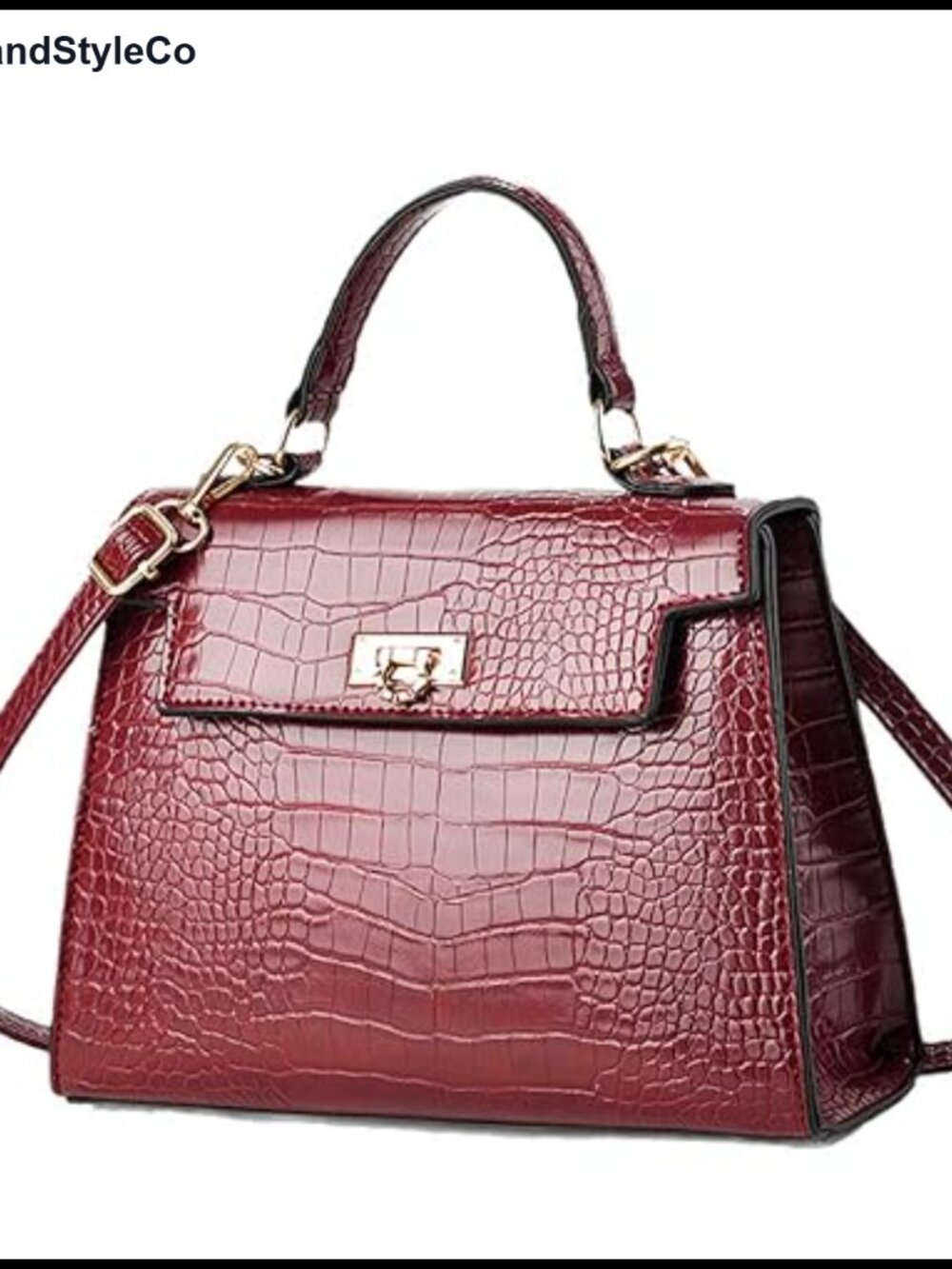 Vegan Leather Crocodile Satchel Top Handle Crossbody Purse